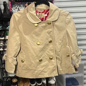 Juicy Couture Kids Tan / KakiTrench Coat with Gold Buttons size medium